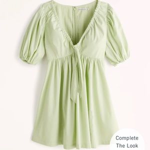 Cinch front poplin mini dress